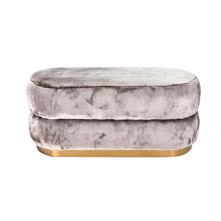 
China Supplier High Quality Luxury Modern Design Velvet Fabric Bench Ottoman Seat 