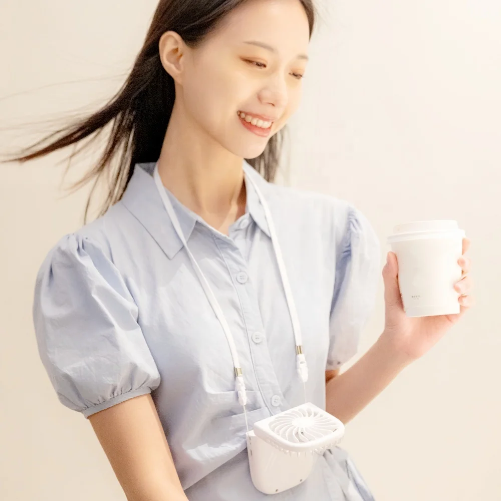 Hanging & Standing Portable Fan With Phone Clip - 4-Speed Foldable Handheld Fan USB Charging Neck Strap Design