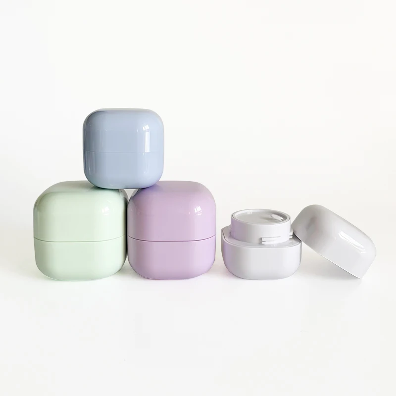 pp Cream Lip Mask Containers Double Wall 50g 1oz square Colored Blue Green Purple pink Cosmetic Jars