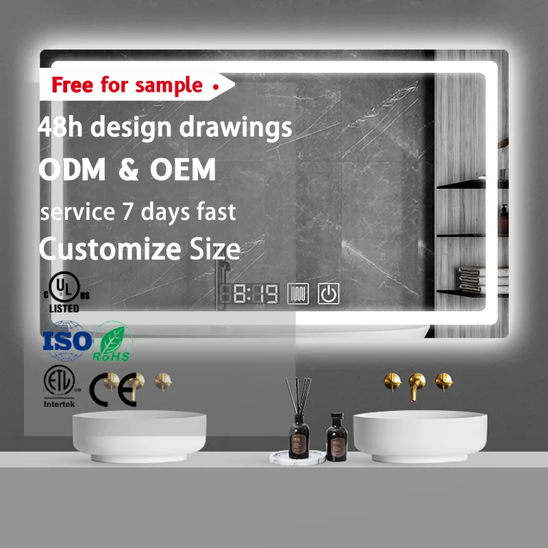 New Tricolor Light Band Explosion-proof demister Thermal Insulation Energy-saving Intelligent Led Bathroom Mirror