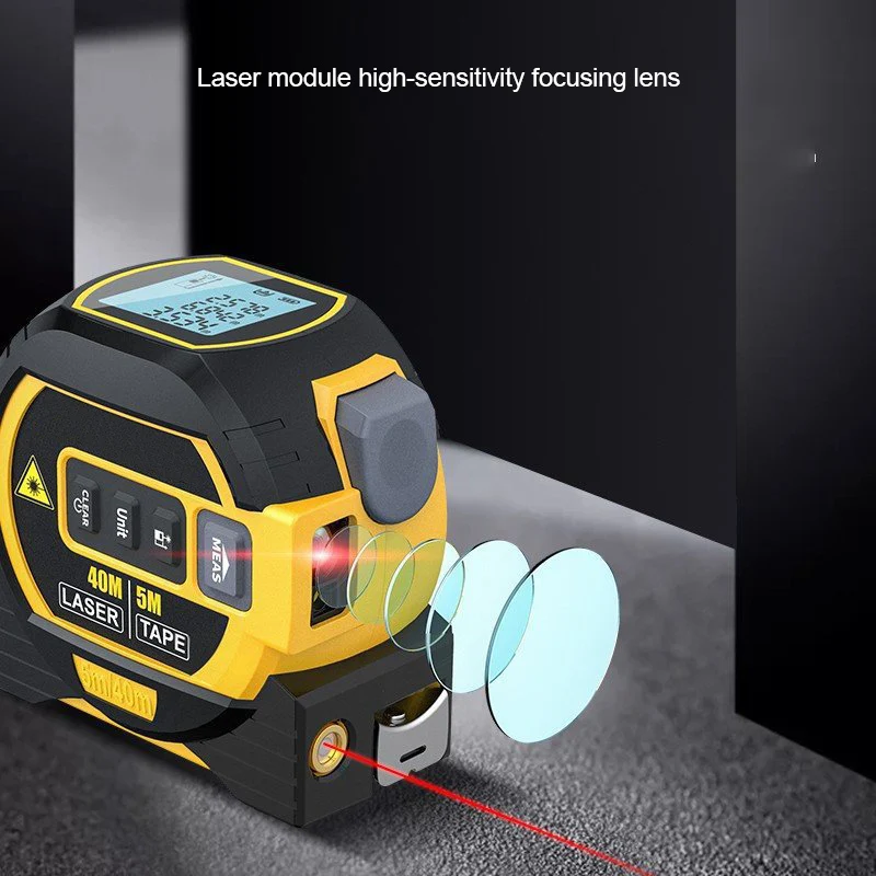 Electric Laser Distance Tape Mesure Measuring Device 3-in-1 in Ft Metric and Inches with LCD Digital