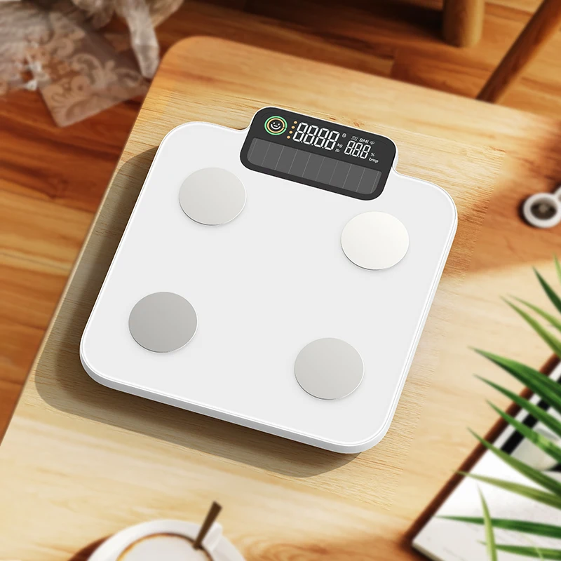 180kg New Design Solar Energy Scale Good Accurate Weight Scales Free APP Connect Calculator Smart Scale With Colorful VA Screen