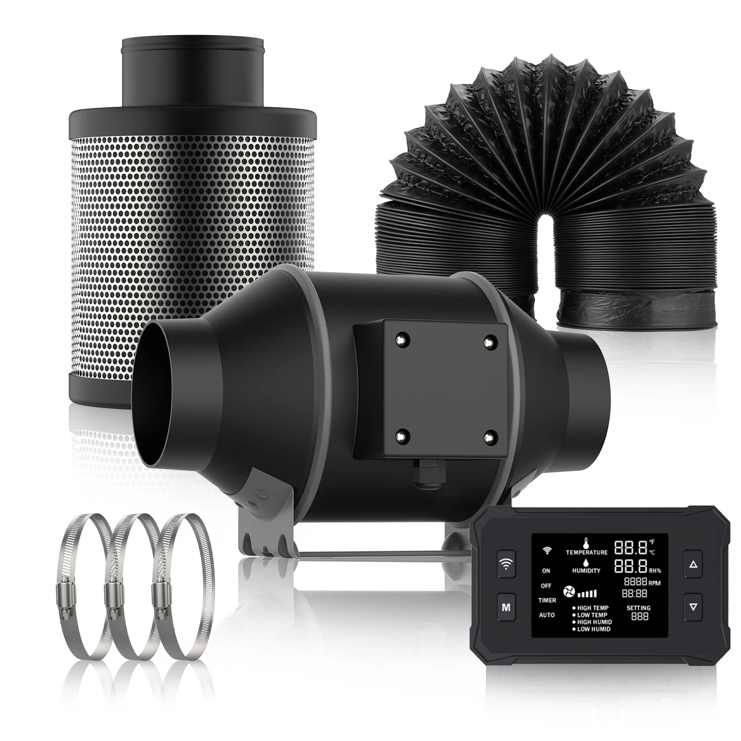 Factory Price  6 Inch Speed EC Electric Control Inline Fan Hydroponic Ventilation Kit for Indoor Greenhouse Growing Tents