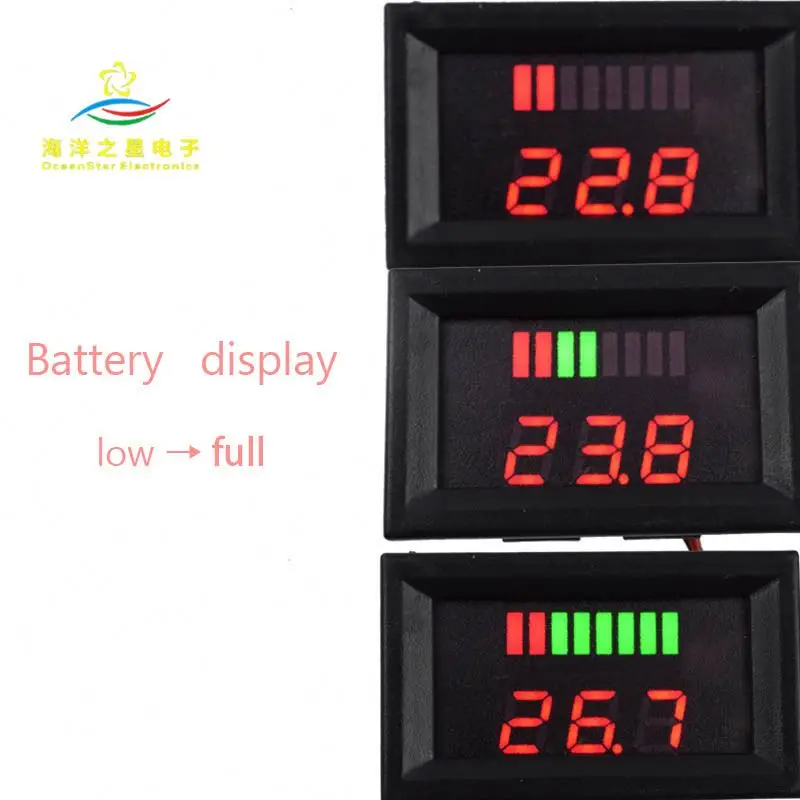 Цифровой автомобильный вольтметр, измеритель напряжения с литиевым аккумулятором, 12-60 в, 72 В постоянного тока