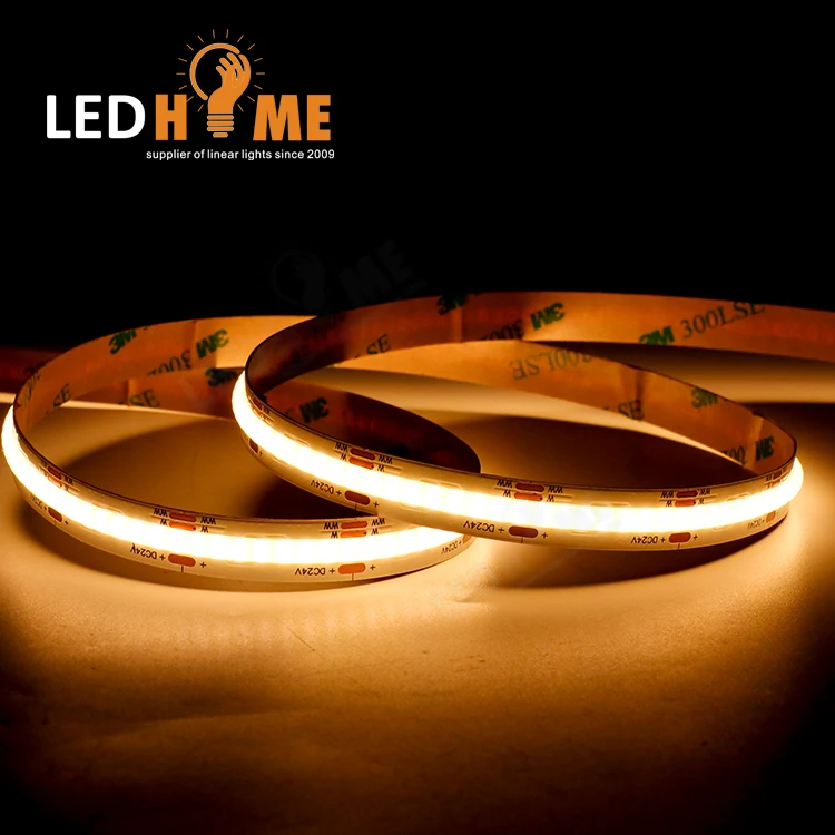 COB CCT bicolor  tunable white led strip DC12V DC24V Cuttable Indoor Lighting Flexible COB LED Strip Light