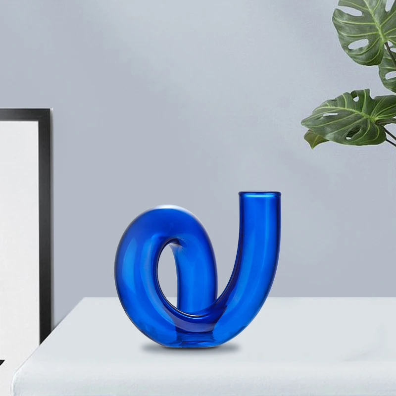 2022 Unique Design Multiple Usage Reused Colored Glass Flower Vases and Candle Holder for Home Decor