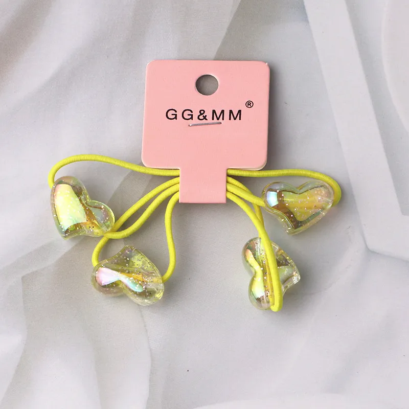 1 pair Colorful Heart Shape Elastic Hair Ties Girls Sweet High Quality Hair Ring No Damage Kids Hair Accessories