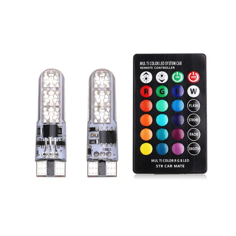 Car T10 W5W 5050 6SMD Auto RGB Led Interior Dome Wedge Reading Light Strobe Lamp Clearance Bulbs Width Light With Remote Control