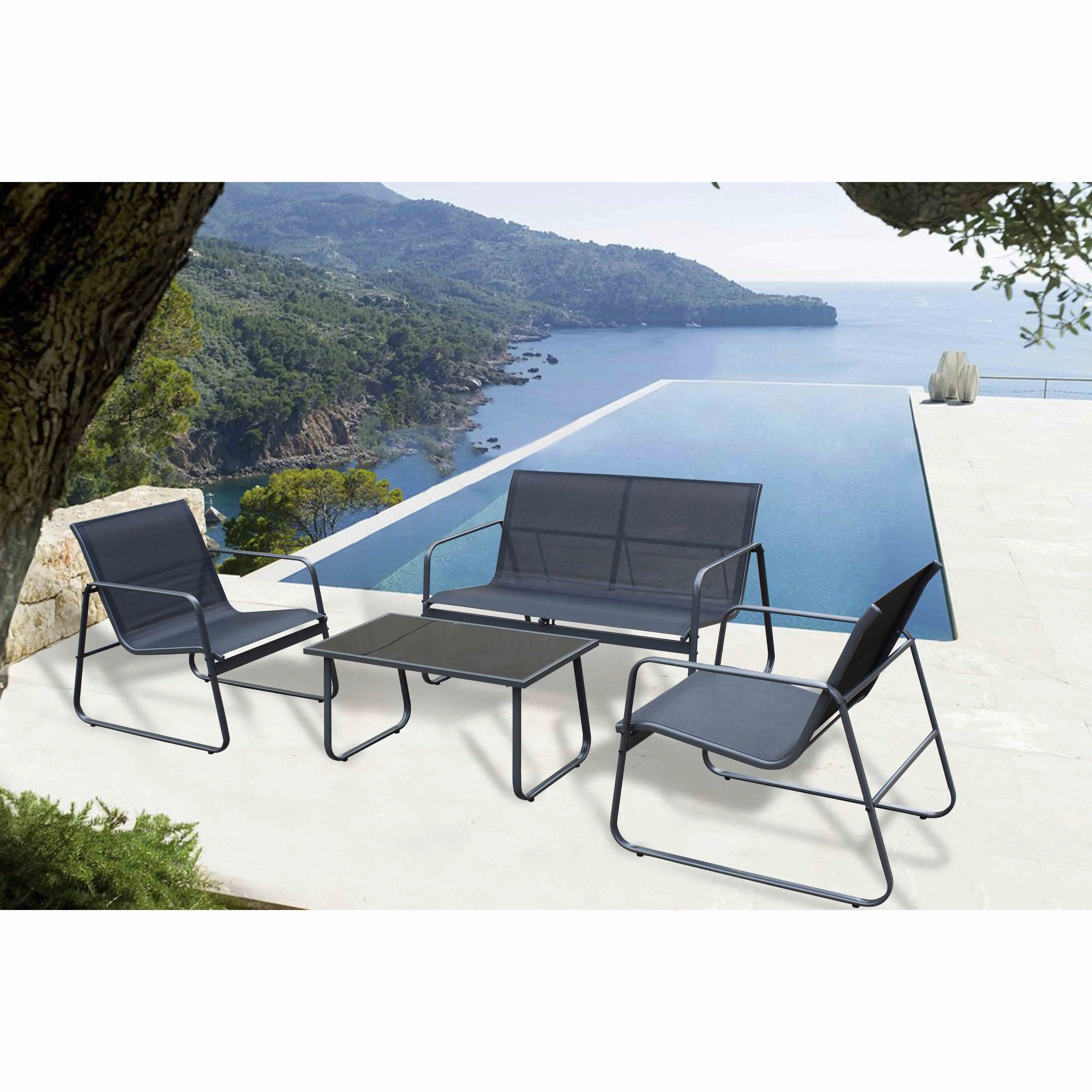 TIPTOP Mail Order Design Outdoor KD 4PCS Garden Chair and Coffee Table Furniture Set