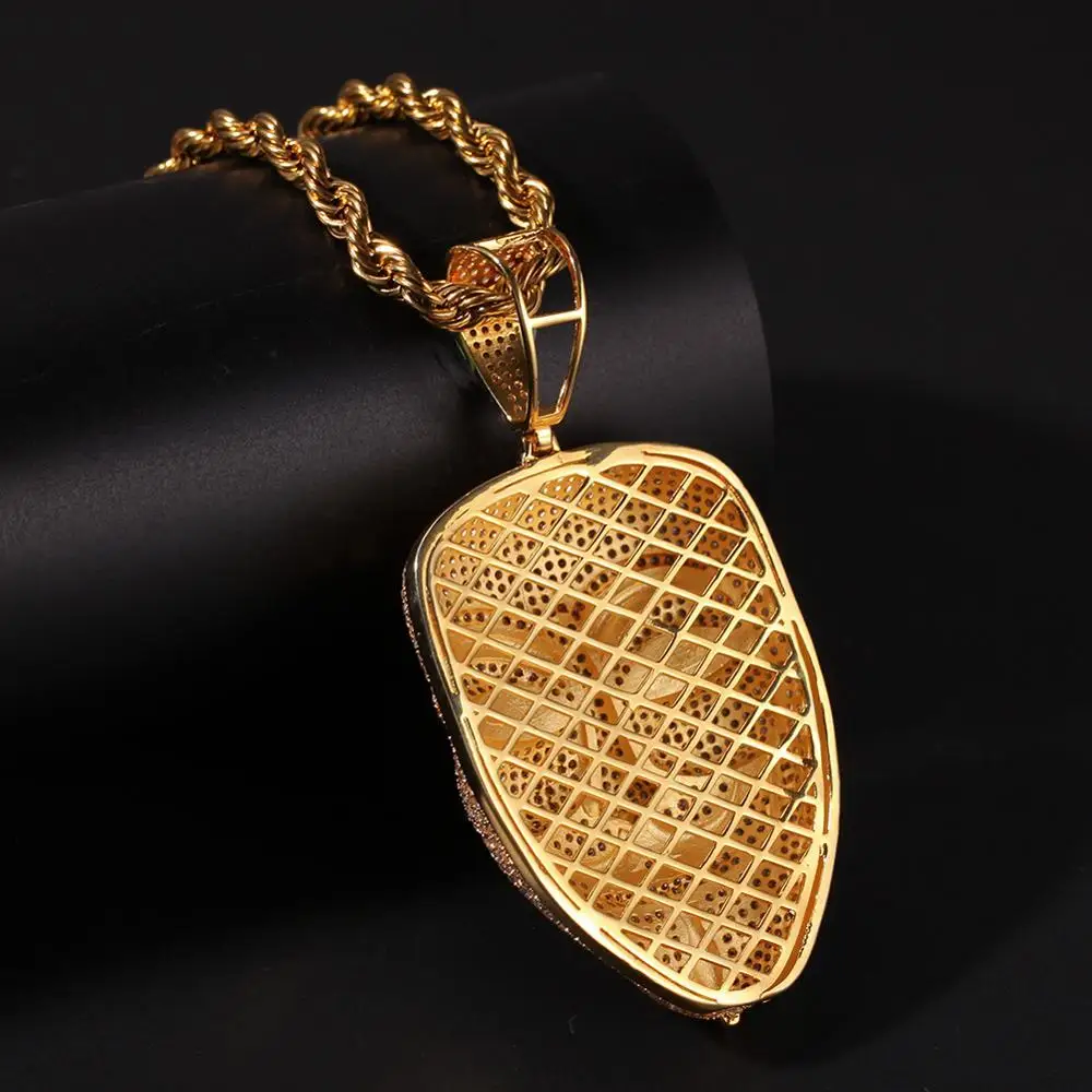 New Arrival HipHop V for Vendetta Iced Out Mask Pendant Necklace For Men