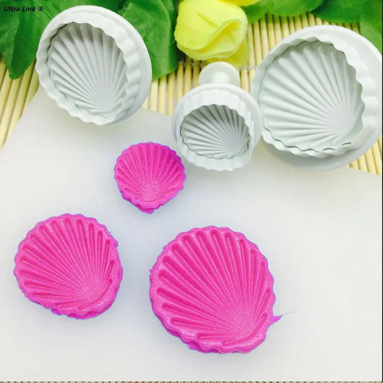 
High Quality Cake Baking Tools Plunger Plastic Shell Shape Cookie Biscuit Mold Baking Cookie Cutter 
