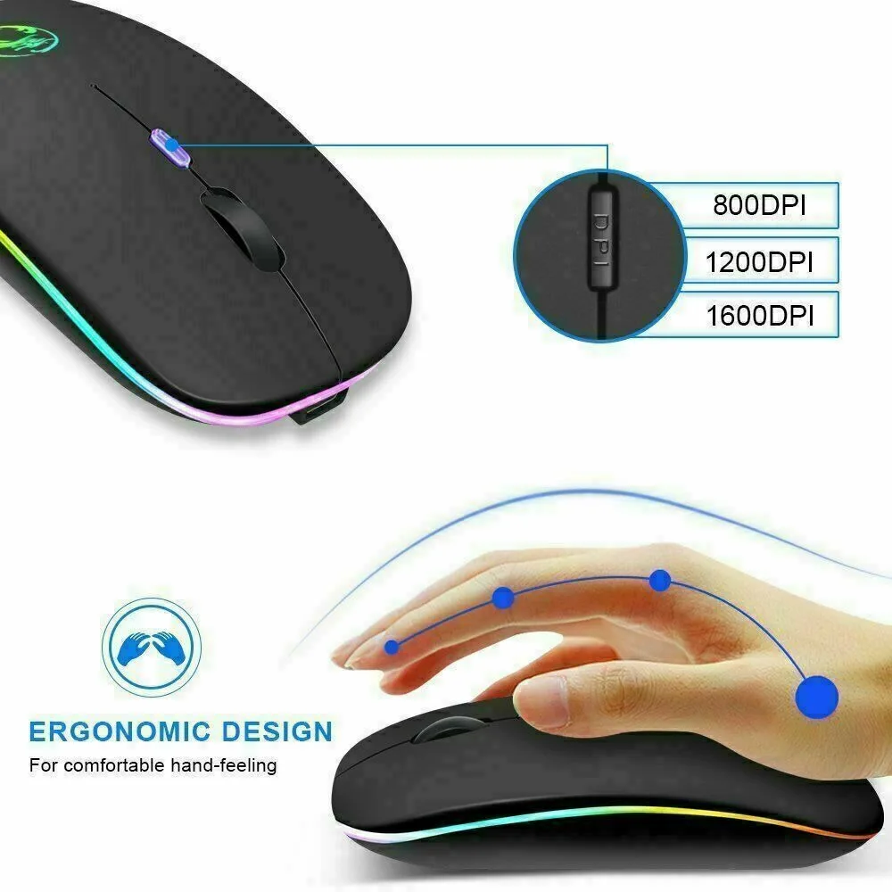 High-quality 2.4G ultra-thin silent mouse 7-color LED light rechargeable wireless mouse suitable for desktop computers