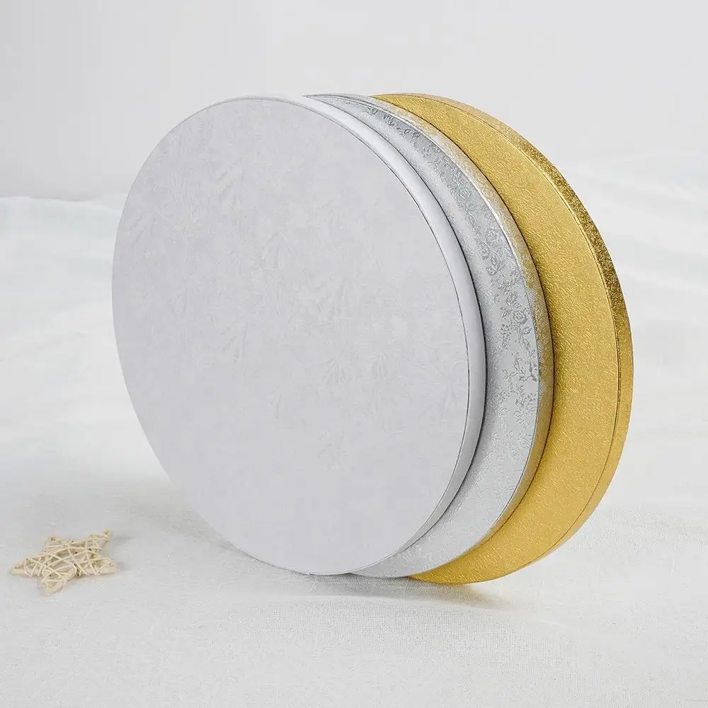 Wholesale Price High Quality White Gold Cake Board Corrugated Board Ring Cake Drum Board