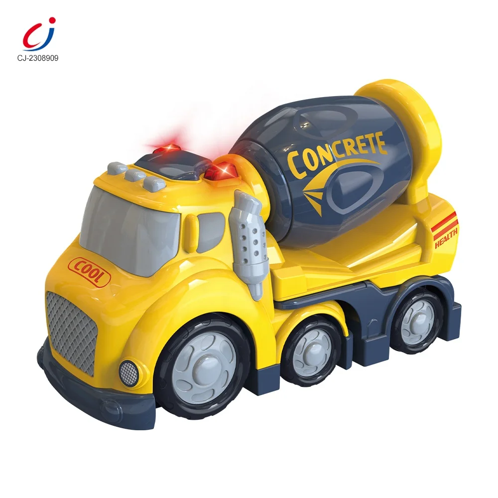 Chengji plastic mixer truck toy kids sliding cartoon acousto-optic construction engineering vehicle cheap plastic toy trucks