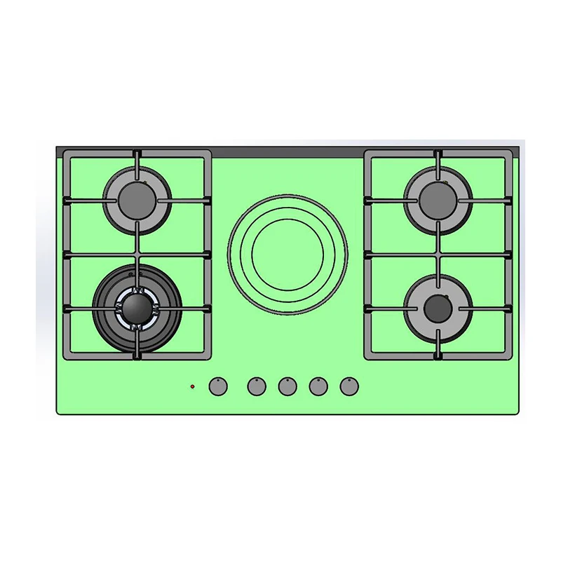 Home Kitchen Appliance 5 Burners Ceramic Glass Panel Electric-Gas Hob With 1 Electric + 3 Gas Burners Combined Stove