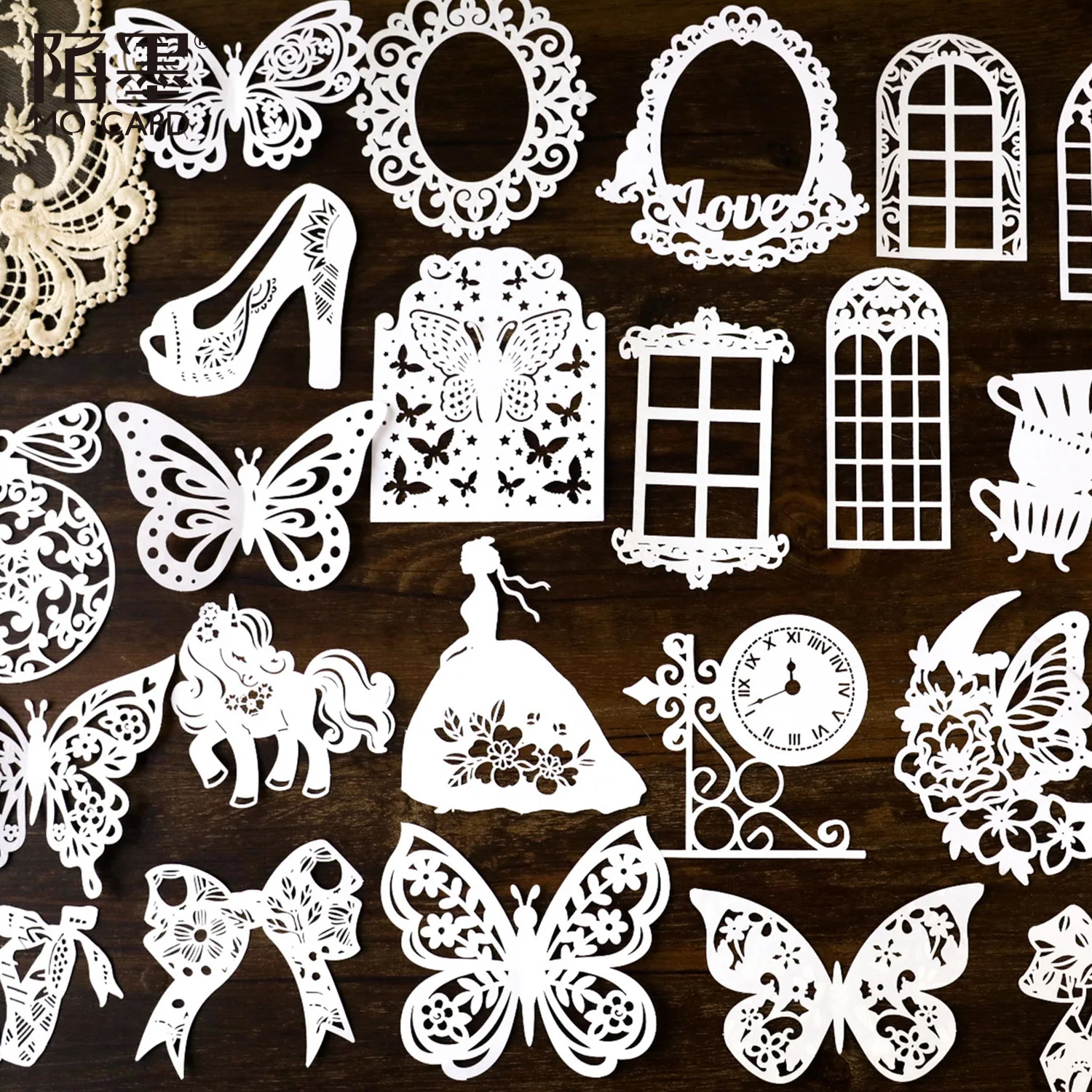 10pcs/pack openwork lace material paper prosperity of the realm series handbook DIY decorative paper collage bottoming material