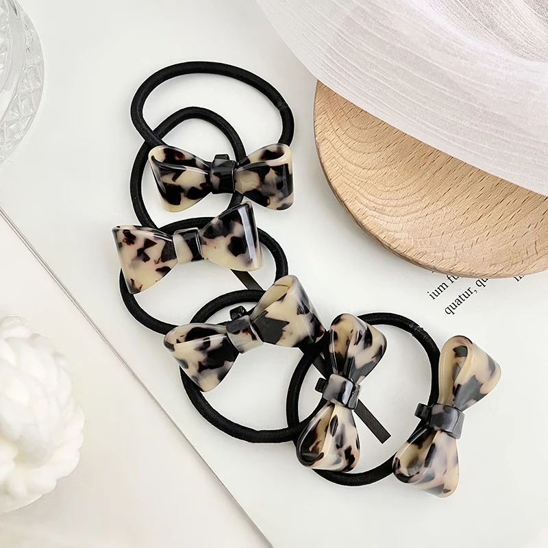 BSCI Audited Factory Lovely Korean Hair Accessories Acrylic Acetate  Bowknot Ponytail Holder Elastic Hair Bands For Kids