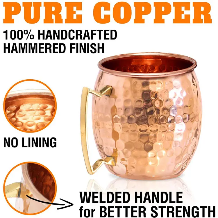 Factory Manufacturer Custom With Logo 18Oz/16Oz Sublimation Copper Plated Stainless Steel Moscow Mule Mug