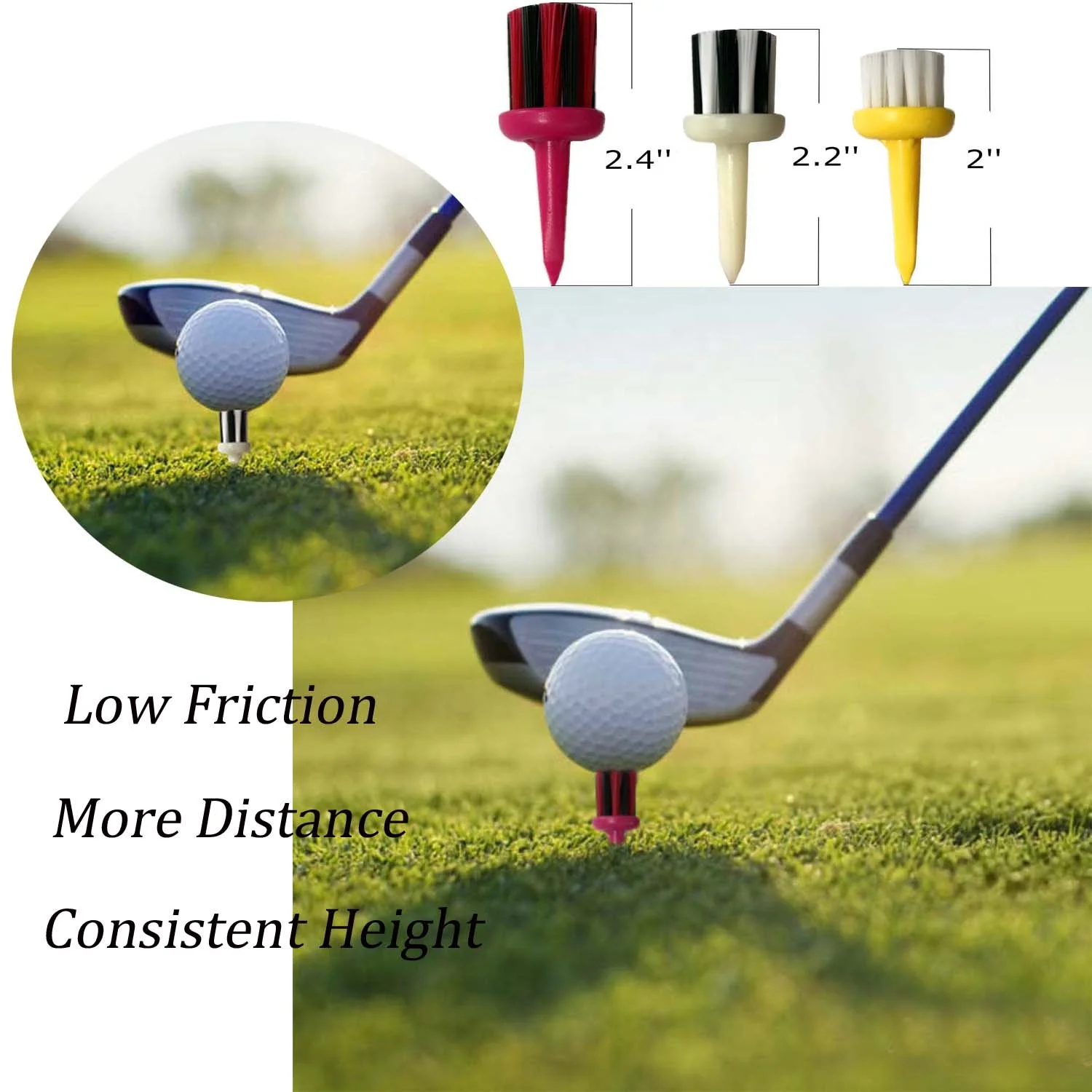 wholesale custom logo  plastic golf tee brush Unbreakable Plastic Brush 3 Colors Size Driver Training Unbreakable Tee