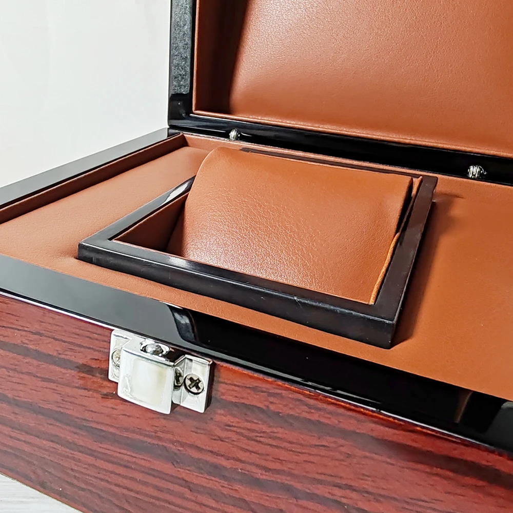 Custom Logo Fashionable Luxury Single Wood Lacquered Couple Watch Box Gift Storage Display Case
