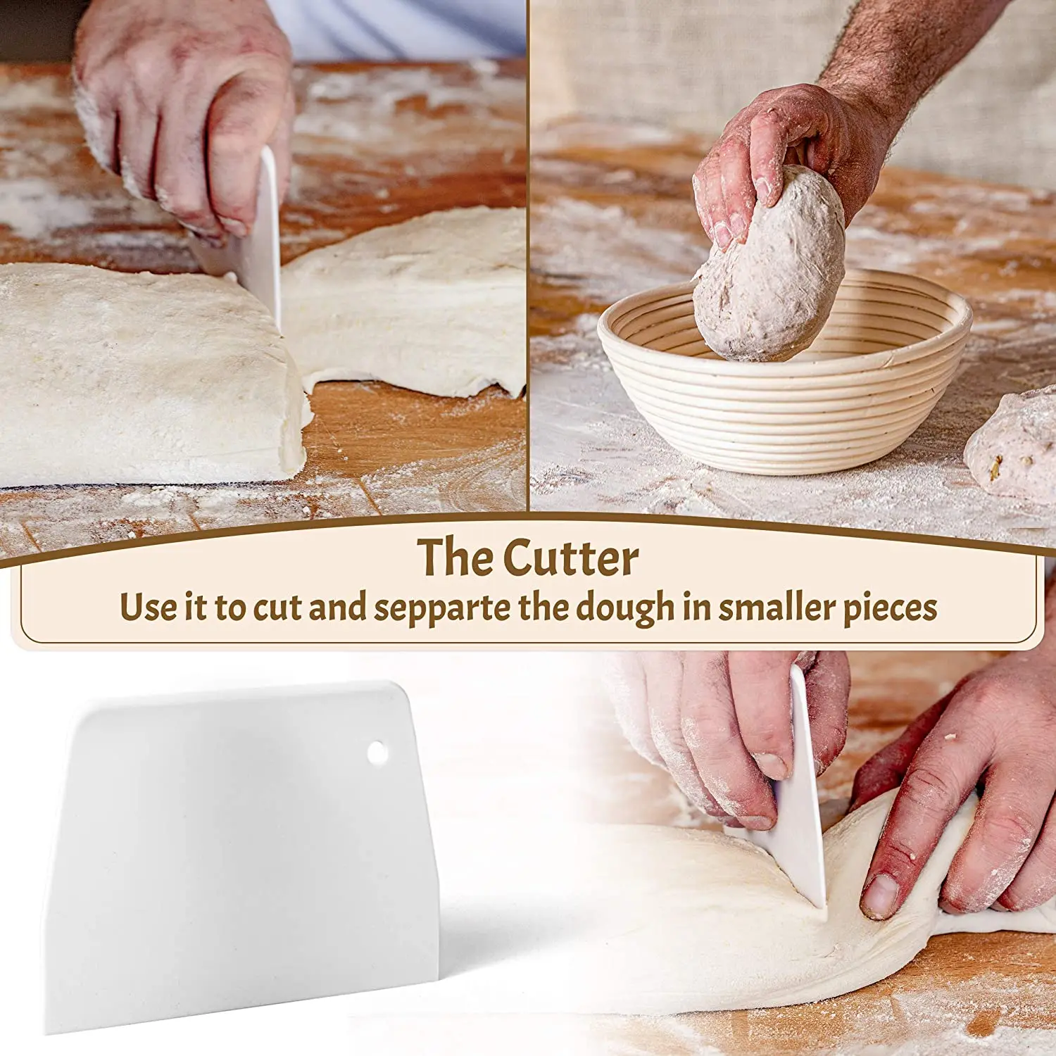 2021 new product Baking Baking Accessories Plastic Scoring, Bread Lame Dough Scraper Rattan Bread Proofing Baskets Colour