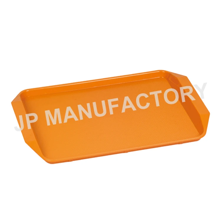 43cm 17 inch Hospital Food Tray Wide Handle Orange Red Colored Lunch Tray ABS Plastic Serving Tray
