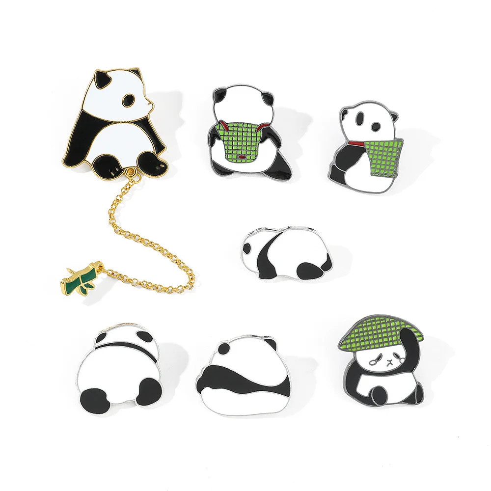 Factory wholesale high quality customised anime panda badges zinc alloy pin metal badge for clothing