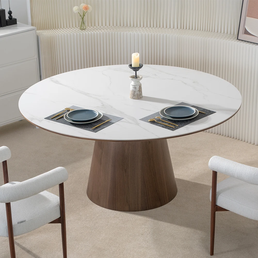 Simple round ceramic dining table