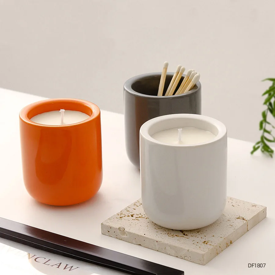 6oz Ceramic Candle Holders Custom Candle Jar Colourful Ceramic Jars for Candle Making