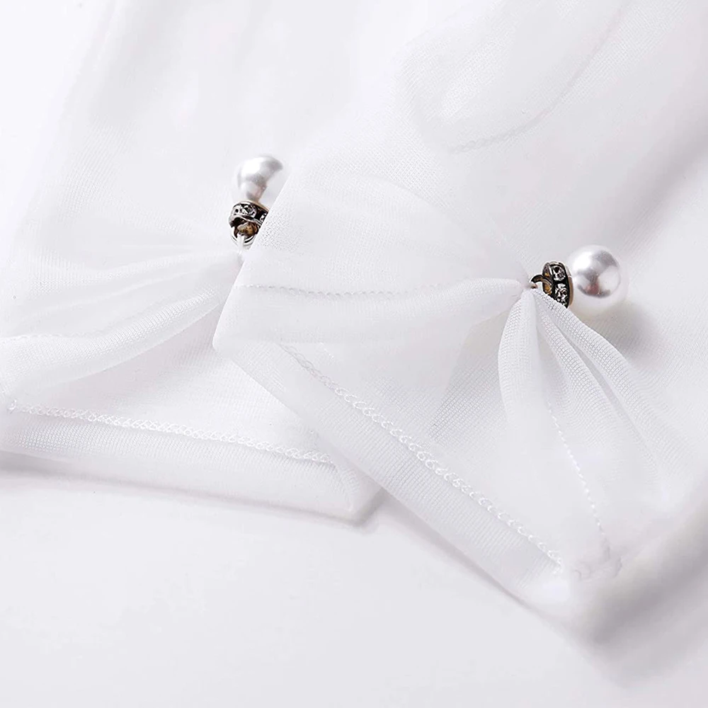 Women Lace Bridal Bride Short Gloves Wrist Length Wedding Party Costume Prom Evening Short Tulle Gloves