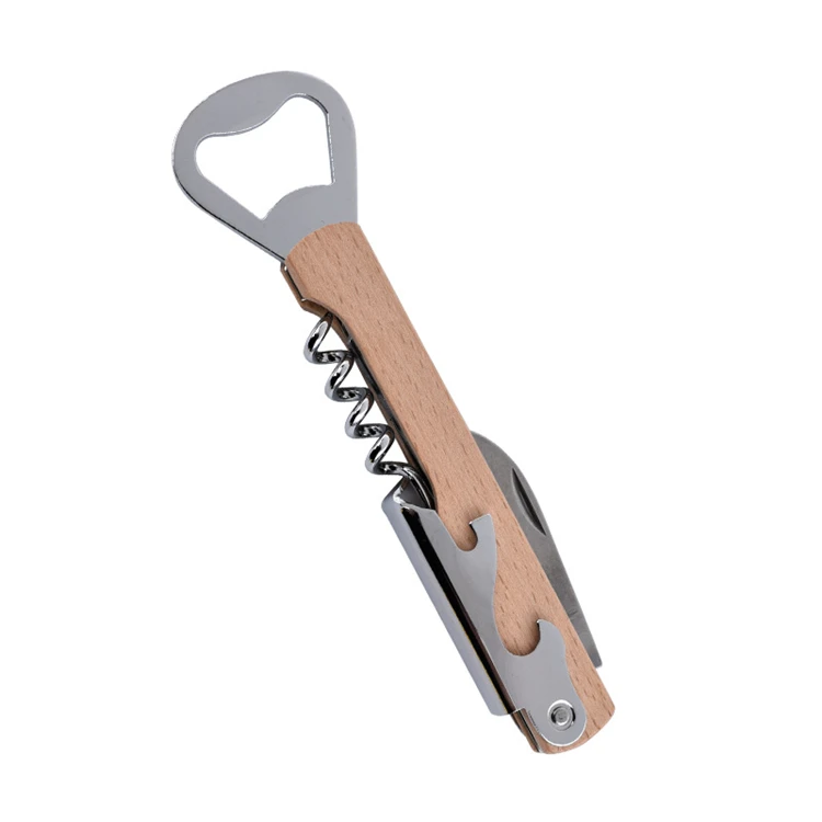 WELLFLYER BO-379 Fashion Hot Sale High Quality Wooden Handle Wine Bottle Opener Beer Wood Bottle Opener for Wedding and Party