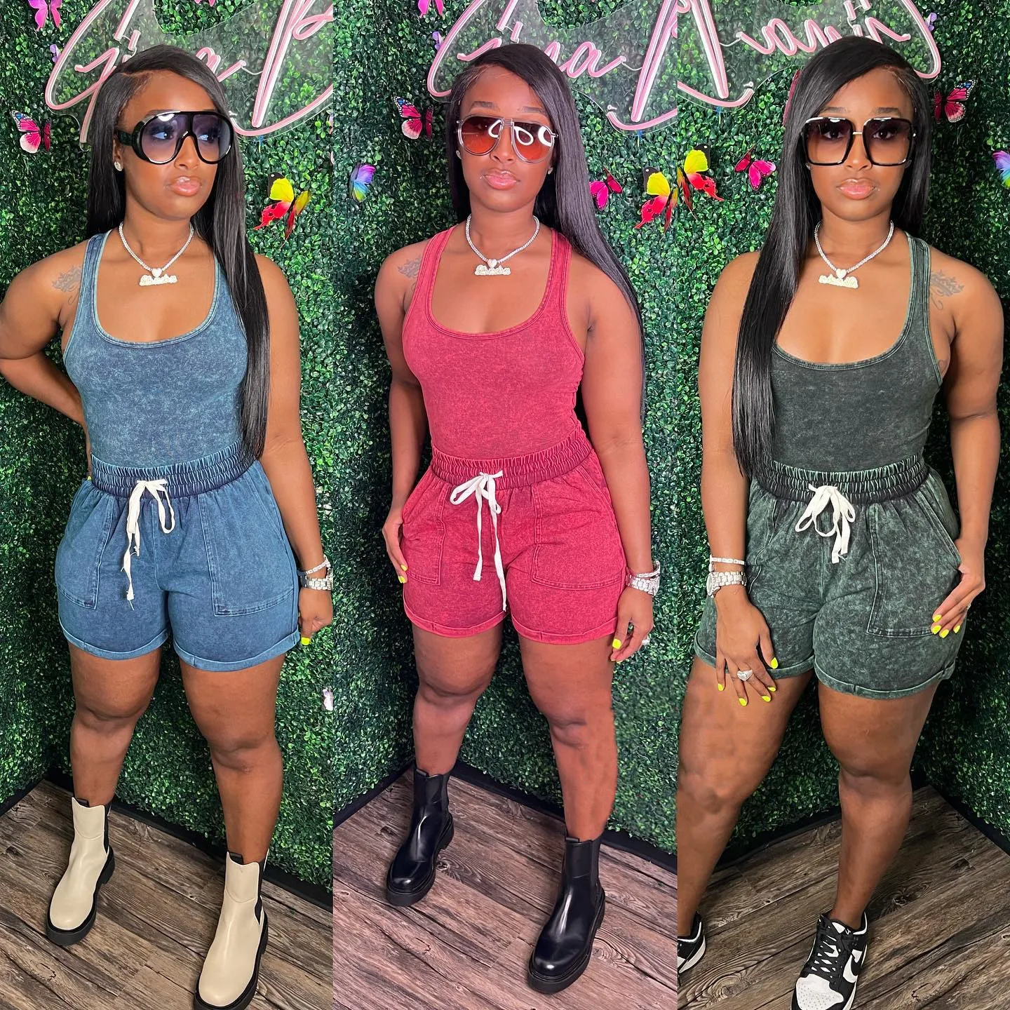 2023 summer casual vest with shorts tie die Women Clothing sports 2 Piece short set