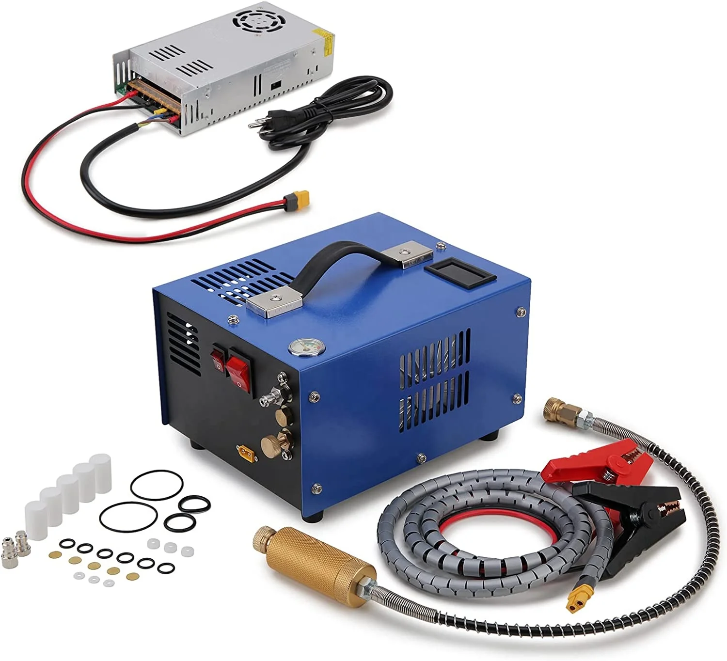 Pcp compressor small portable led display small filter high pressure automobile compressor 12v dc 300bar pcp pump