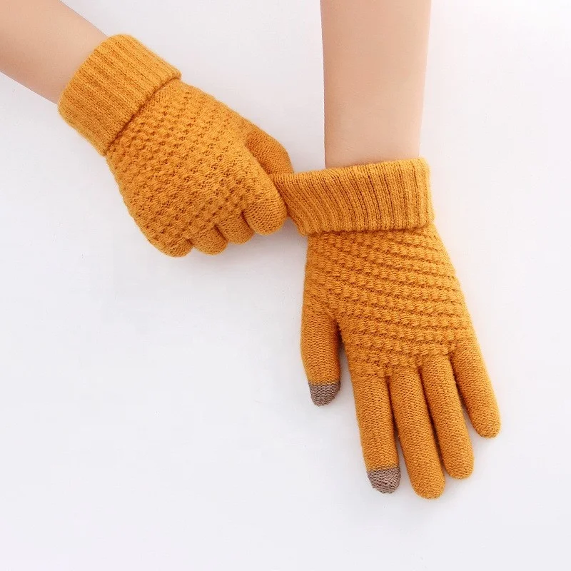 Knitted Wool Cold Resistant Cashmere Thickened Outdoor Riding Winter Warm Touch Screen Gloves