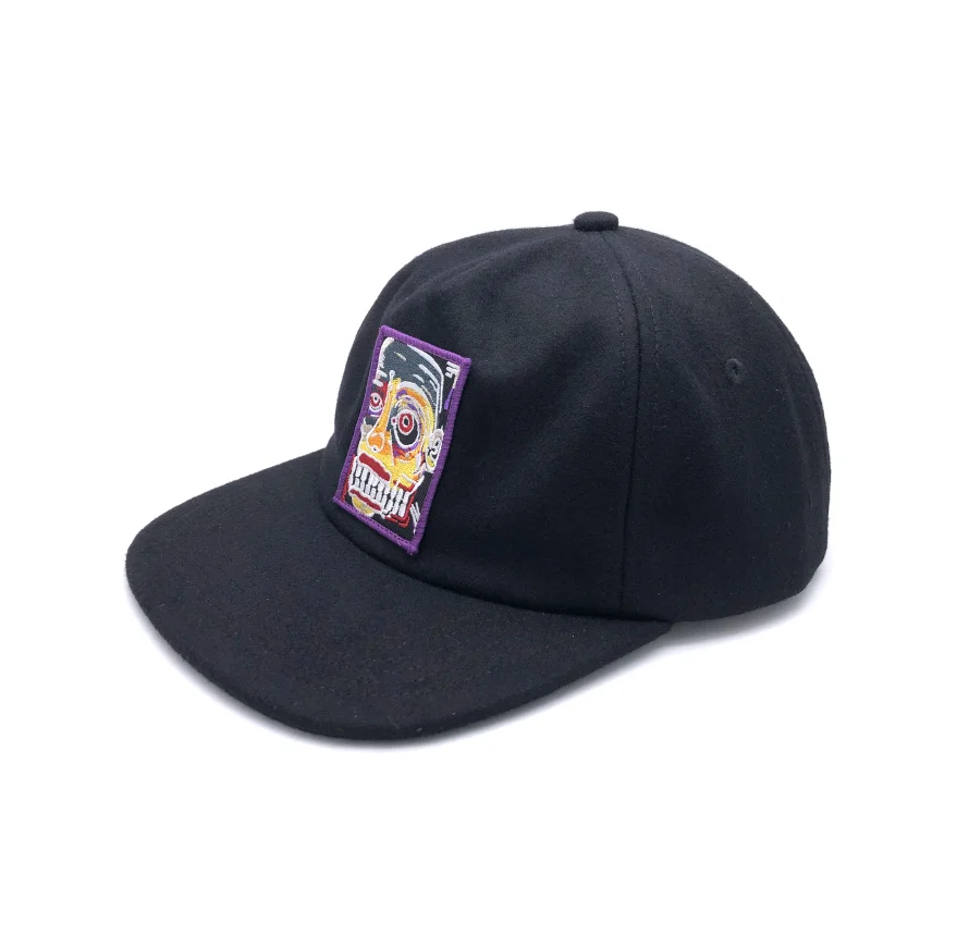 flat bill unstructured 5 panel wool snapback hat with embroidery patch