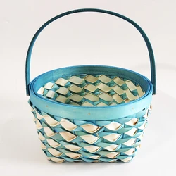 New Hot Sale Handmade Bamboo Colorful Empty Wicker Gift Fruit Basket Christmas Flower Basket with Handle
