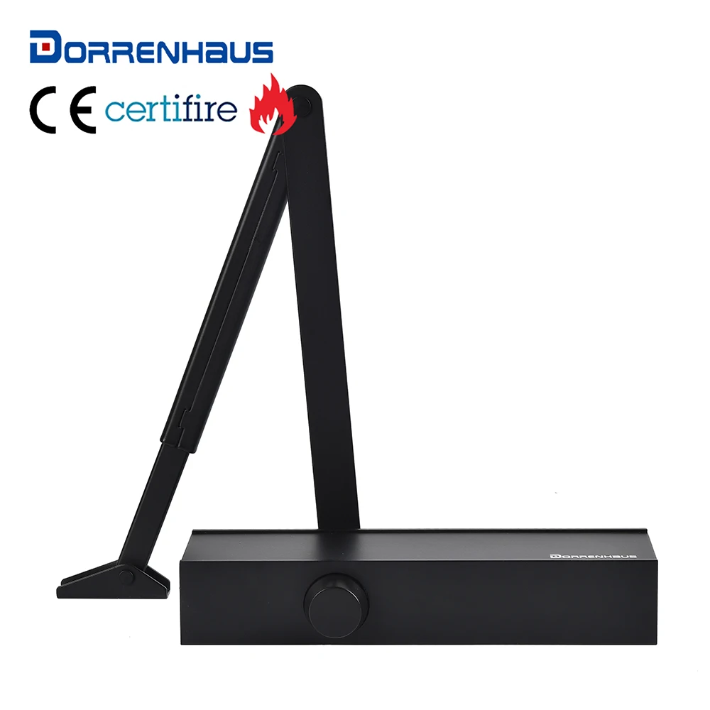 DORRENHAUS D2024 Black CE Marked Fire Soft Close Hydraulic Automatic Arm Door Closer For Iron Gates 25-85kg
