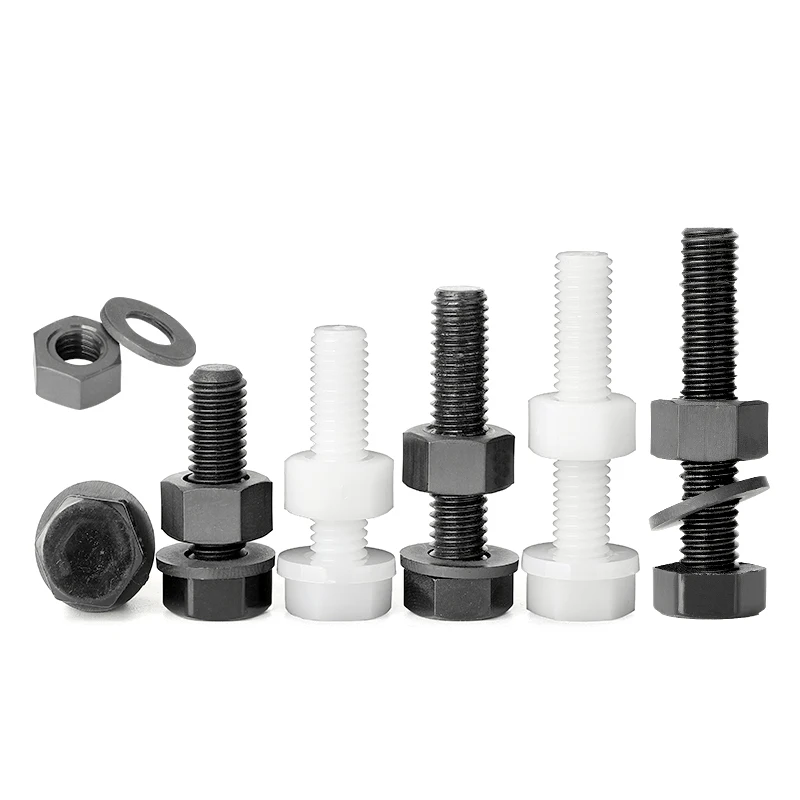 M3M4M5M6M8 Nylon outer hexagon screw nut flat pad set combination of plastic bolts and nuts