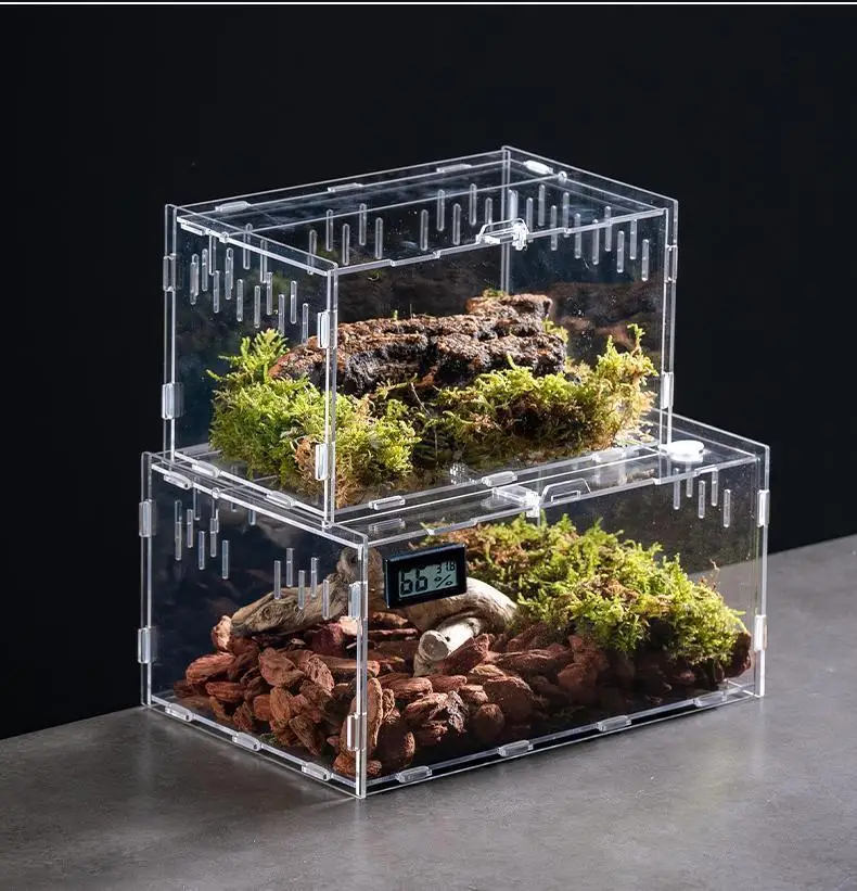 Muilt-sizes Acrylic Reptile Enclosure Breeding Box Terrarium Cage For Frog Spider Insect Acrylic Reptile Cage
