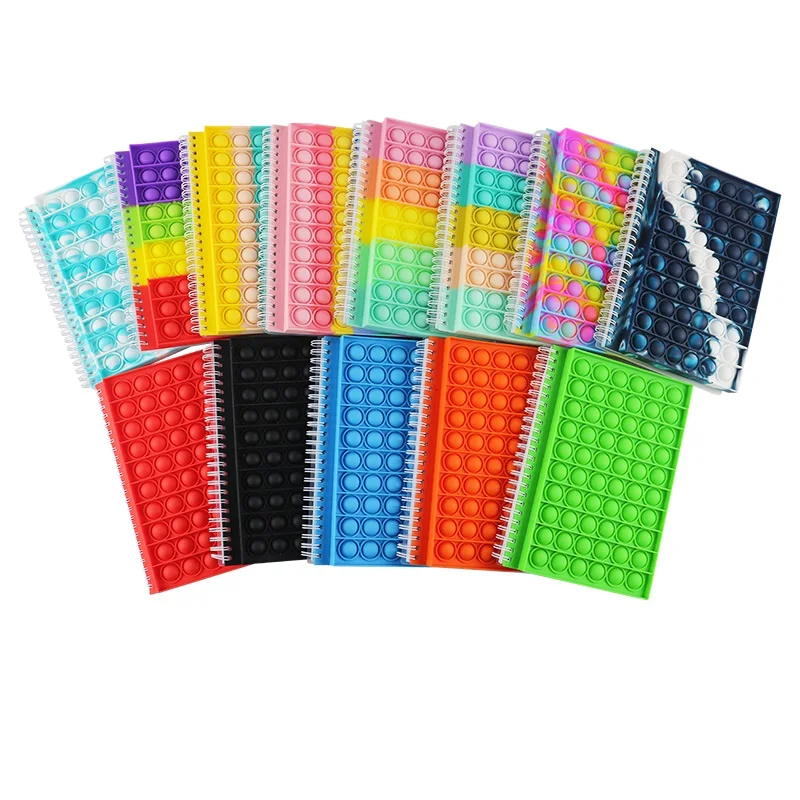 2022 Finger push Cover Notebooks A5 Silicone Sensory Stress Relax Fidget Notebook Bubble Cover Note Books