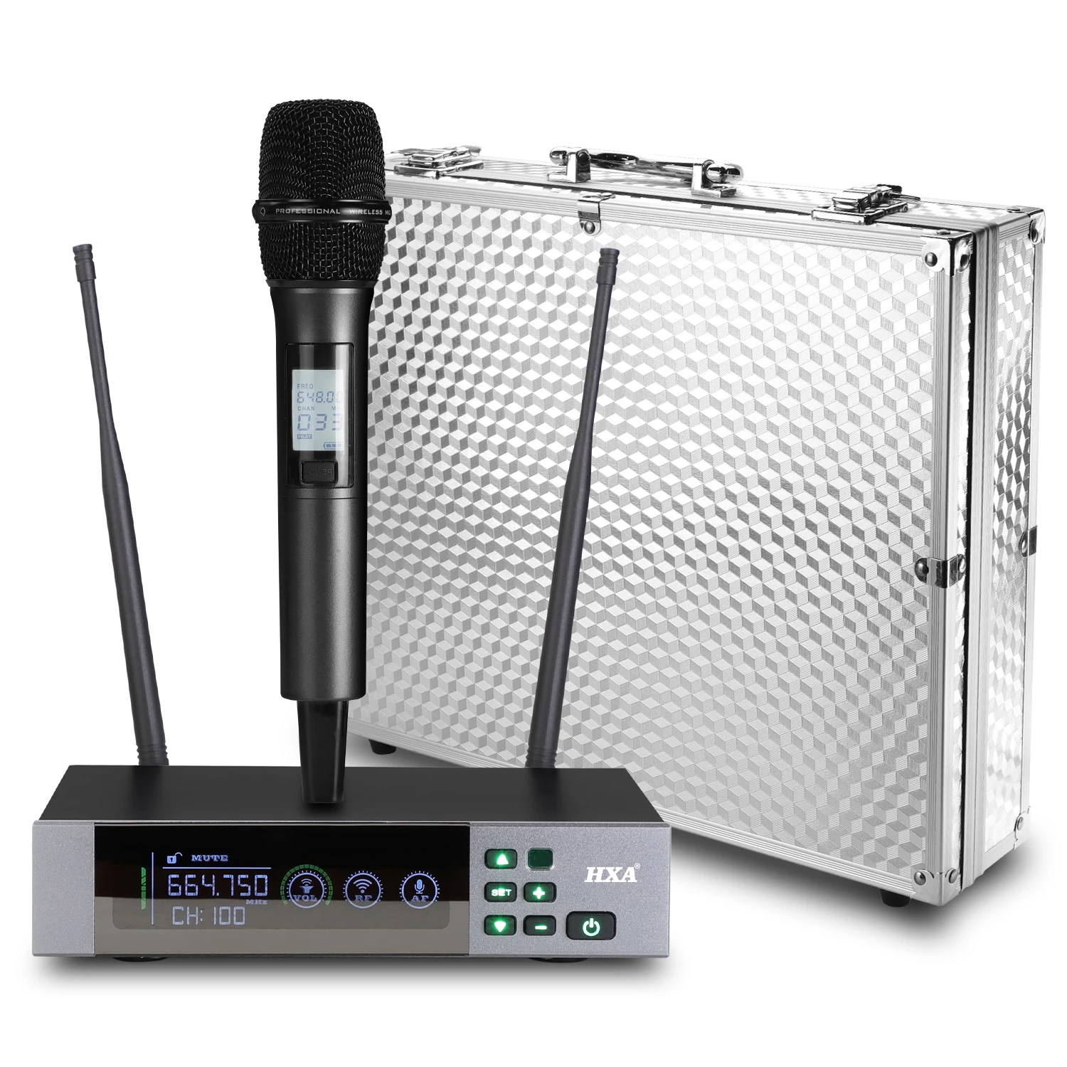 Professional Wireless Microphone System UHF Handheld Microphone with shell box
