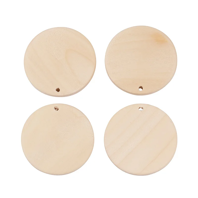 Незаконченные круглые деревянные круги с отверстиями диски для рукоделия пустые вырезы из натурального дерева поделок
