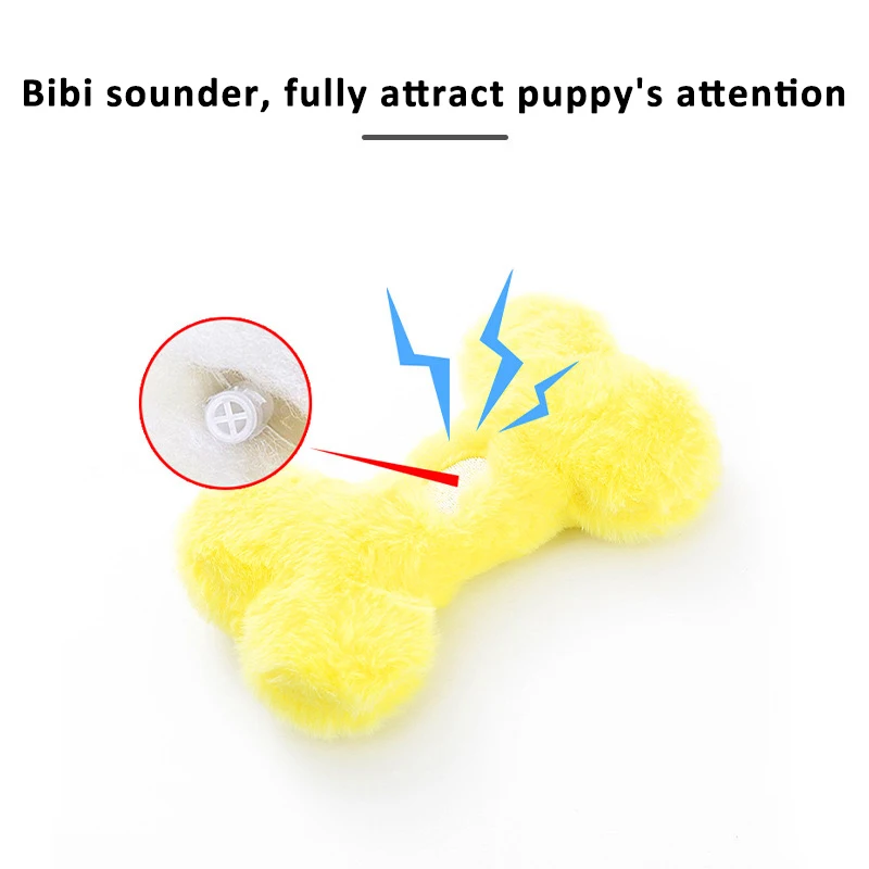 Newly Arrived Pet Toy Bone Shape Washable Fun Squeak Sound Long Play Not Tired Of Plush Dog Toys