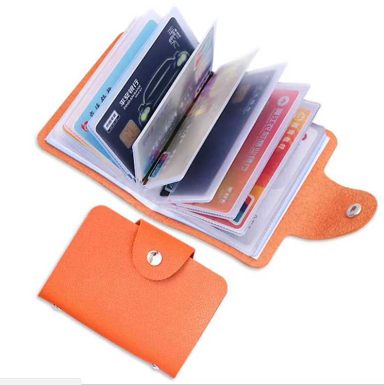 Fashion PU Leather Function 24 Bits Card Case Business Card Holder Men Women Credit Passport Card Bag