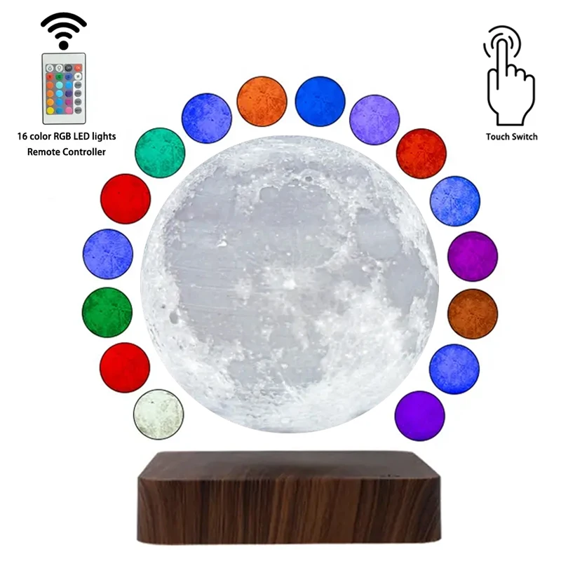 Magic Levitating Light Moon Lamp 16 Colors Rotating Floating Luna with Remote Control Table Lamp Unique Gifts Home Decoration