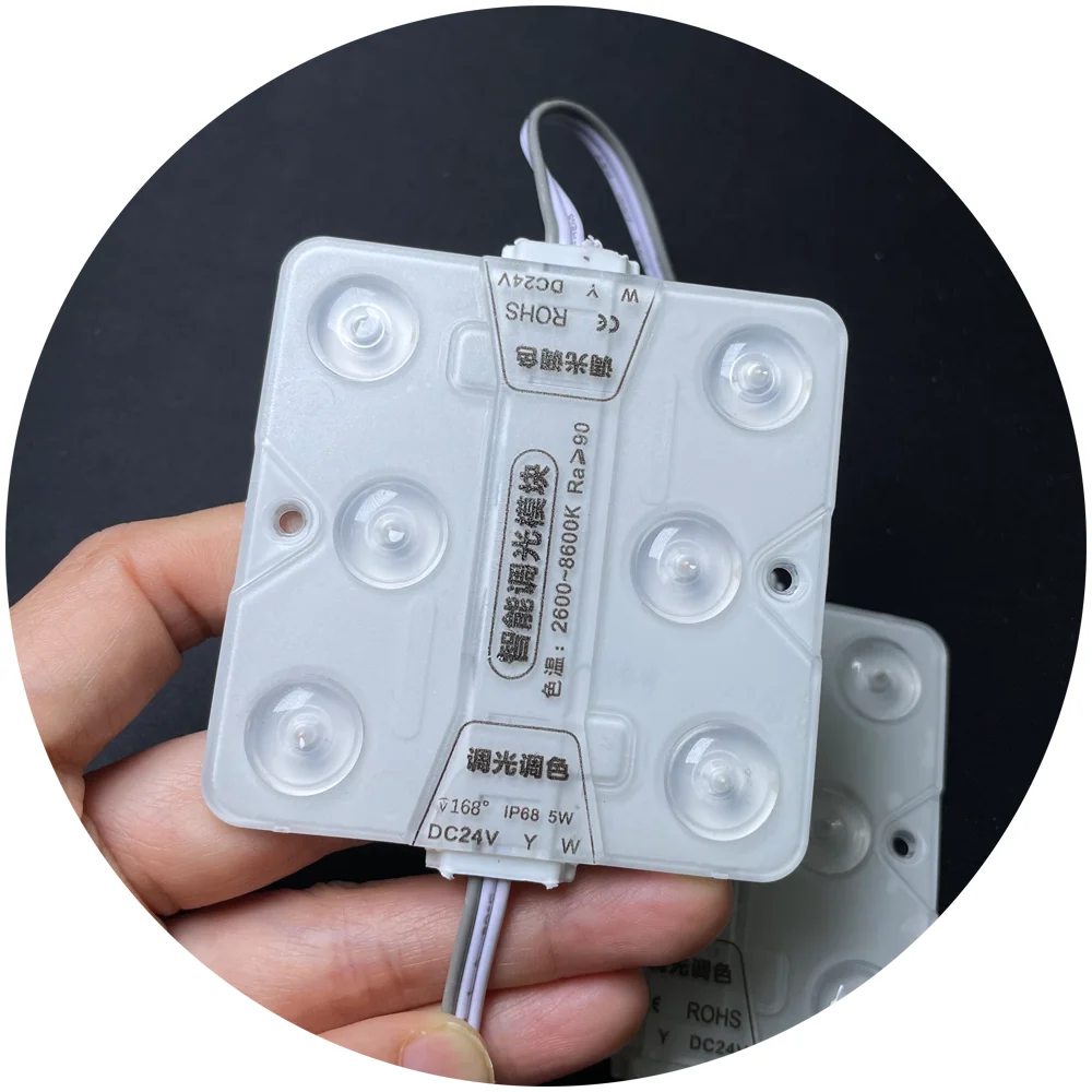 CCT adjust dural color 68x68mm 3.6w DC12V DC24V lens waterproof IP67 led module for light box