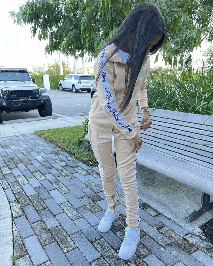 High Quality Custom Unisex Tracksuits with Side Strips custom set Wholesale Customize tracksuit women Sweatsuit