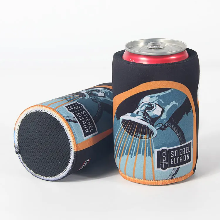 Custom logo Neoprene 5mm Stubby Can Cooler Sleeve Drink Cooler Cover Bag with Rubber Base