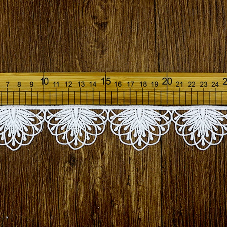 Eco-friendly Water Soluble Milky Polyester Lace Trim For Diy