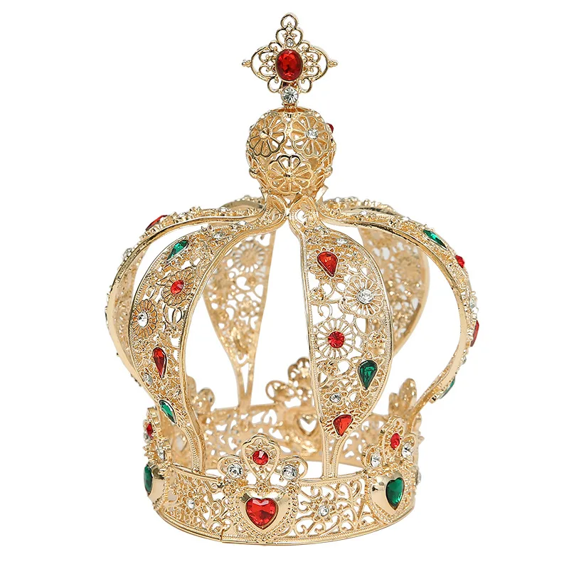 Crystal Gold and black King Crown tiaras for Halloween birthday Christmas party decoration